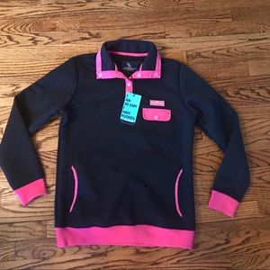 NWOT SIMPLY SOUTHERN Pullover Shirt Navy Pink S